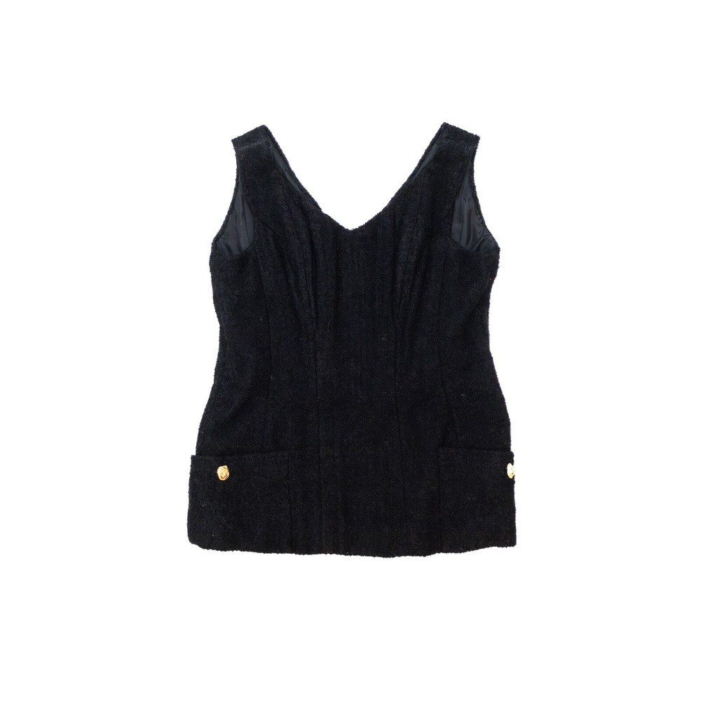 RARE Chanel Vintage S/S 1993 Circa Black Tweed‎ Corset with Gold Clover Buttons - Picture 4 of 10
